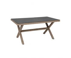 greemotion X-Tisch Menorca braun, Esstisch mit Spraystone-Tischplatte, Halbrundgeflecht aus robustem Polyethylen, Gartentisch aus hochwertigem Aluminumgestell, wetterfest und pflegeleicht
