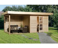 Weka Gartenhaus, Designhaus 172 A Größe 1, 28 mm, ET, Anbau 300 cm, ohne RW, natur, 575x314x226 cm, 172.2424.40201