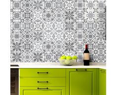 60Â Aufkleber Fliesen | Sticker Selbstklebend FliesenÂ âÂ Mosaik Fliesen Wandtattoo Badezimmer und KÃ¼che | Fliesen KleberÂ âÂ Vintage GraustufenÂ âÂ 10Â x 10Â cmÂ âÂ 60-teilig