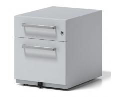 Bisley Rollcontainer Note mit Griff, 1 Universalschublade, 1 HR-Schublade, Metall, 645 Lichtgrau, 56.5 x 42 x 49.5 cm