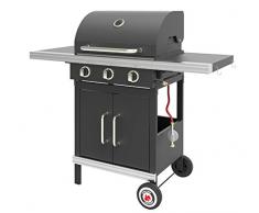 GrillChef Gasgrillwagen 3Br, schwarz, 126 x 57 x 117 cm