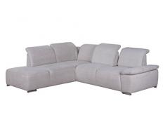 Cavadore Polsterecke Tabagos / Funktionssofa mit Ottomane links / Modernes Sofa mit Sitztiefenverstellung/ verstellbare Rückenlehne / 283x85x248 (B x H x T) / Farbe: Grau/WeiÃ