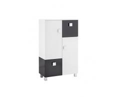 Schildmeyer Badmöbel Highboard, Korpus und Front: melaminharzbeschichtete Spanplatte/Griffe, Scharniere, Laufleisten: Metall, WeiÃ/schwarz, 32 x 60.7 x 105.6 cm