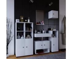 VCM Badmöbel Komplett Set 5tlg Komplettbad Badezimmer Bad Schrank Regal Unterschrank Spiegel Holz Weià Intola ll