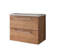 trendteam Badezimmer Waschbecken Unterschrank Schrank Intenso, 61 x 52 x 46 cm in Trüffel Eiche Dekor Melamin inkl. Waschbecken