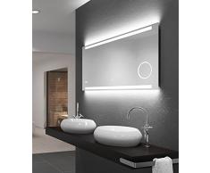 LED Badspiegel Talos King,120 x 60 cm, Lichtfarbe 4200K, Beleuchteter Kosmetikspiegel, Digitaluhr