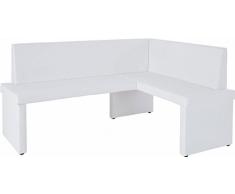 CAVADORE Eckbank links MULAN / Moderne Sitzbank mit Lehne in Weià / Küchenbank gepolstert / Pflegeleichtes Vintage Lederimitat / Eckbankgruppe langer Schenkel links weià / 165 x 125cm / Höhe: 82cm / Tiefe: 54cm