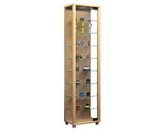 VCM Vitrine Sammelvitrine Glasvitrine Standvitrine Glas Schrank Regal ohne Beleuchtung Buche Edana Maxi