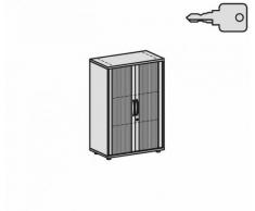 Gera Möbel Schranksystem Flex Querrollladenschrank, Holzdekor, Silber/Lichtgrau, 80 x 42.5 x 118.2 cm
