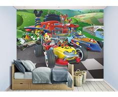 Walltastic Disney Mickey und die flinken Flitzer Wandbild, Papier, Multi, 8 x 10 ft