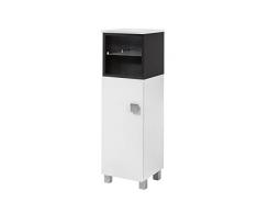 Schildmeyer Badmöbel Highboard Regal, Korpus und Front: melaminharzbeschichtete Spanplatte/Griffe, Scharniere, Laufleisten: Metall, WeiÃ/schwarz, 31.7 x 30.2 x 105.6 cm
