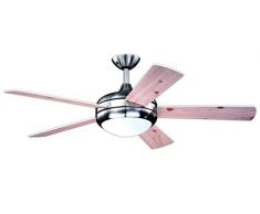 AireRyder Deckenventilator Ursa mit Beleuchtung und Fernbedienung, Gehäuse Satin Nickel, Flügelfarbe Weiß/Kiefer, 132 cm