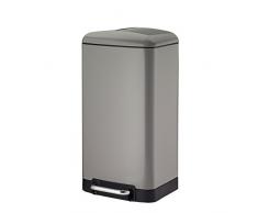 Kela Abfalleimer, Davino, 30 L, 35 x 33 x 62cm, Edelstahl, 10907, Hellgrau