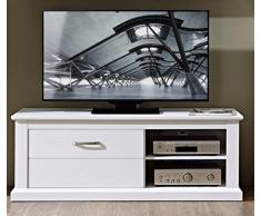 Stella Trading TV Unterteil Lowboard unterschrank Fernsehschrank Landhaus Fernsehtisch, Holz, weiÃ, 150.00 x 52.00 x 58.00 cm