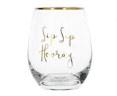 CREATIVE TOPS SIP Hooray Weinglas Weingläser ohne Stiel, 9 x 9 x 12 cm
