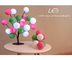 LED Baum mit Baumwollkugeln, innen - Lichterbaum Blumenwiese