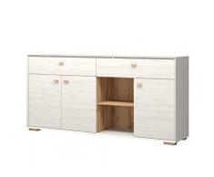 Germania 8752-247 Sideboard CALVI mit flachen FüÃen, Pinie-WeiÃ-Nb./Navarra-Eiche-Nb., 41 x 187 x 88 cm