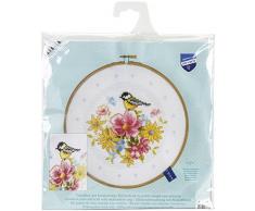 Vervaco Vogelhaus mit Holzrahmen Kreuzstichpackung, Aida, weiß, 20 x 20 x 0,3 cm