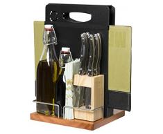 Securit Tisch Caddy â Doppelseitige Schreibfläche â Metall Rahmen â Teak â 22 x 20 cm, Holz, schwarz, 35 x 22,3 x 20,3 cm