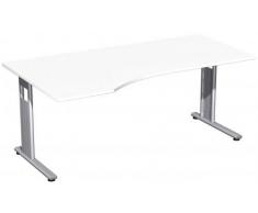 Gera MÃ¶bel C FuÃ Flex Schreibtisch links feste HÃ¶he, Holzdekor, weiÃ/silber, 180 x 100 x 72 cm