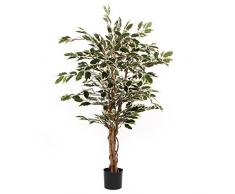 MICA Decorations Ficus Hawaii im Campana Topf Kunstpflanze, Polyester, grün, bunt, 70 x 70 x 110 cm, 2-Einheiten