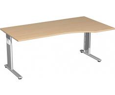Gera MÃ¶bel C FuÃ Flex Schreibtisch rechts feste HÃ¶he, Holzdekor, weiÃ/silber, 180 x 100 x 68-82 cm
