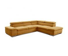 Cavadore Ecksofa Alkatraz / L-Form Sofa groÃ mit Ottomanen rechts und verstellbaren Kopfteilen / Modernes Design und hochwertiger Webstoff-Bezug / MaÃe: 274 x 66 x 228 cm (BxHxT) / Farbe: Gelb (Paris mustard)