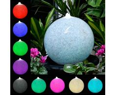 Köhko Wasserlichtspiel 50cm Kugelbrunnen 51005S in Natursteinoptik inkl. 24 Tasten IR-Fernbedienung