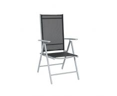 greemotion Klappsessel Prag silber/schwarz, Sitzmöglichkeit für In- und Outdoor, 7-fach verstellbare Rückenlehne, hochwertiges Aluminiumgestell, schnelltrocknende 1x1 Textilene, witterungsbeständig