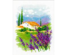 Riolis Kreuzstich-Set Bauernhof in der Provence, Baumwolle, Mehrfarbig, 18 x 24 x 0.1 cm