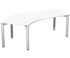 Gera MÃ¶bel 4 FuÃ Flex Schreibtisch 135 Grad links feste HÃ¶he, Holzdekor, weiÃ/silber, 216.6 x 113 x 72 cm