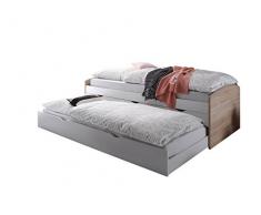 Stella Trading Nessi Bett, Holz, eiche sonoma / weiÃ, 206 x 96 x 64 cm