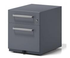 Bisley Rollcontainer Note mit Griff, 1 Universalschublade, 1 HR-Schublade, Metall, 634 Anthrazitgrau, 56.5 x 42 x 49.5 cm