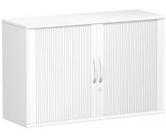 Gera MÃ¶bel Schranksystem Flex Anstell-Querrollladenschrank, Holzdekor, Silber/WeiÃ, 120 x 42.5 x 72 cm