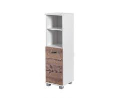 Schildmeyer Casa Highboard, melaminharzbeschichtet, weiÃ/silberfichte dekor, 32.6 x 30.3 x 110.5 cm