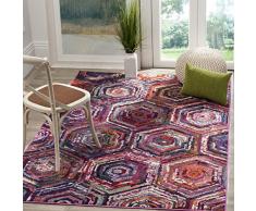 Safavieh Mattia gewebter Teppich, MNC224D, Rosa/Mehrfarbig, 154 X 231 cm