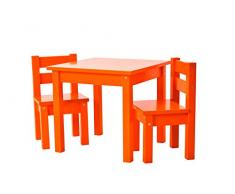 Hoppekids Kindersitzgruppe mit 1 Kindertisch und 2 Kinderstühle, teilmassiv sehr stabil, viele Farben, Holz, orange, 55 x 50 x 47 cm