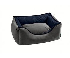 HUNTER Bristol Hundesofa, samt-weich, mit Wendekissen, 80 x 60 cm, anthrazit/dunkelblau