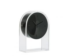 Kartell Air du Temps Tischuhr, Plastik, Kristallklar/schwarz, 21.5 x 8 x 30 cm