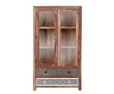 Stylefurniture Glasvitrine mit optischen Highlights, Holz, natur, 100 x 43 x 178 cm