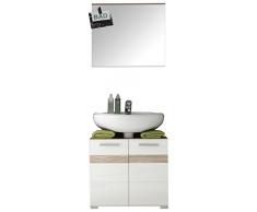 trendteam Badezimmer 2-teilige Set Kombination Set One, 60 x 172 x 34 in Korpus Eiche San Remo Hell Dekor, Front Weià Hochglanz mit viel Stauraum
