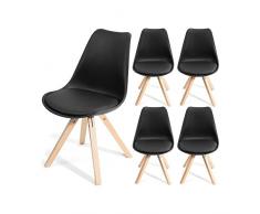 HomeKraft Fjone Wohnzimmerstühle Esszimmerstühle Designerstühle Sitzgruppe Essgruppe (1 Stuhl), Polypropylen, Schwarz, 57 x 48 x 83 cm