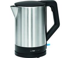 Clatronic WKS 3692 Wasserkocher 1,5 L, verdecktes Edelstahlheizelement, automatische Abschaltung, Basisstation mit Kabelaufwicklung, 2200 W, Schwarz / Edelstahl
