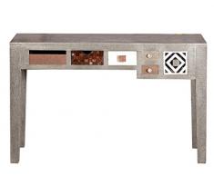 SIT-Möbel 1307-97 Schreibtisch Metal & Bone, 120 x 48 x 76 cm, Mango, MDF, Messing, Metall, Kupfer, Coconut Shell, Knochen, bunt