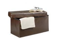 Relaxdays Faltbare Sitzbank, Aufbewahrungsbox für Stauraum, HxBxT: 38 x 78 x 38 cm, Sitzhocker, Kunstleder, braun