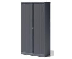 Bisley Rollladenschrank Essentials, mit 4 Fachböden für 5 Ordnerhöhen, Metall, 9634 Rollladen Anthrazit, Korpus Anthrazitgrau, 47 x 100 x 198 cm