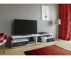 VCM TV Lowboard Schrank Tisch Rack Fernsehschrank Fernseh Möbel Bank Holz WeiÃ/Schwarz 43 x 220 x 40 cm Rimini Maxi