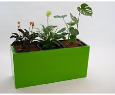 Pflanztrog Blumentrog Raumteiler Fiberglas rechteckig LxBxH 84x30x40cm hochglanz avocado grün