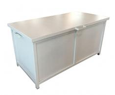 greemotion 128491 Auflagenbox Pavia-Alu Kissenbox wasserdicht-Aluminium Gartentruhe in Weiß für Loungemöbel Sitzauflagen-Kissentruhe groß für Garten Auflagen, 1 Liter, 15,2 x 8 x 1,7 cm