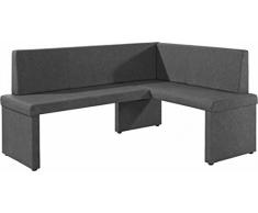 CAVADORE Eckbank links MULAN / Moderne Sitzbank mit Lehne in Anthrazit / Küchenbank gepolstert / Pflegeleichtes Vintage Lederimitat / Eckbankgruppe langer Schenkel links schwarz / 165 x 125cm / Höhe: 82cm / Tiefe: 54cm